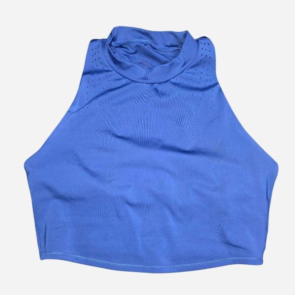 All In Motion Blue High Neck Racerback Perforated Active Crop Top XL